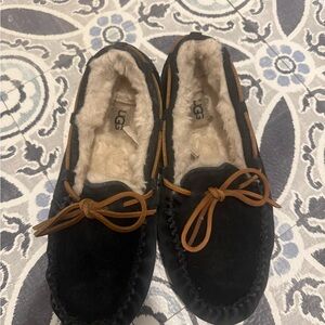 UGG Black Moccasin Slippers with Brown Laces